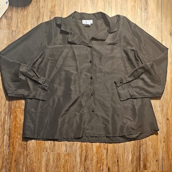 VTG Womens BFA Classics Elegant Black Button Down Top 28W - Picture 1 of 6